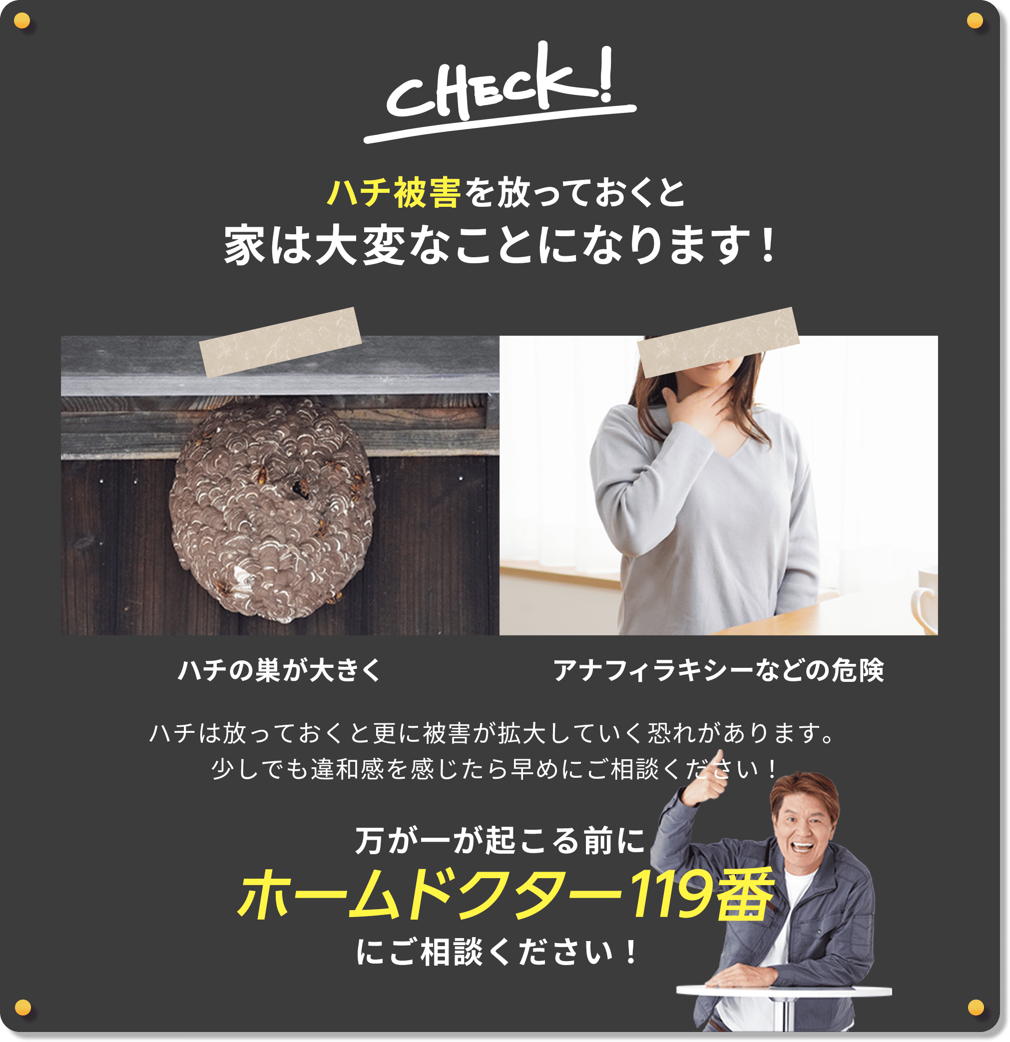 ゴキブリ被害を放っておくと家は大変なことになります！万が一が起こる前にホームドクター119番にご相談ください！