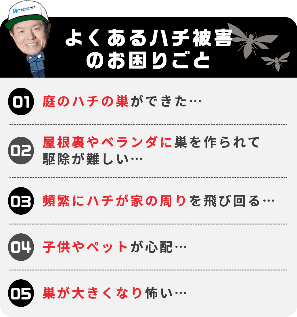 よくあるゴキブリ被害のお困りごと｜大きなゴキブリが出て駆除して欲しい。小さいゴキブリを見かけてたが繁殖している？逃げたゴキブリが見つからず怖い。ゴキブリが繁殖するか不安なので予防と対策をお願いしたい。茶色いゴキブリが何匹も部屋に出る。ゴキブリの死骸が怖いので回収してほしい